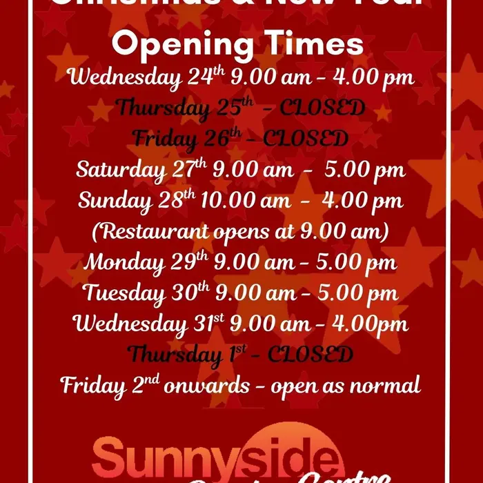 Christmas opening times
