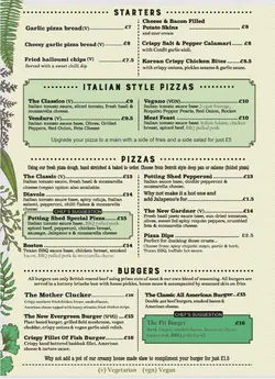 Potting Shed Menu Spring 2026 page 1